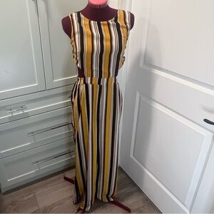Gorgeous Tie Back Striped Jumper | Wide Leg | Yellow and Black | Size Medium
